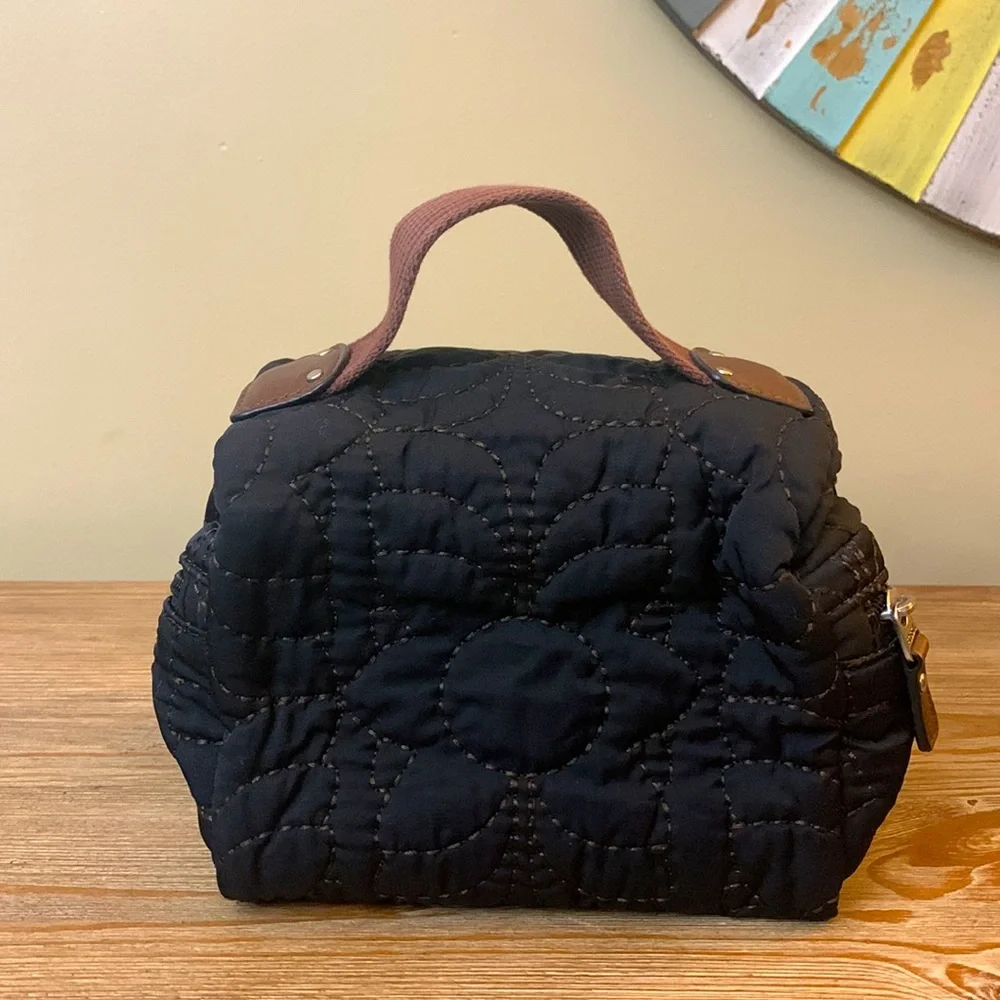 Fossil Black & Brown Quilted Cosmetic | Toiletries Bag NICE